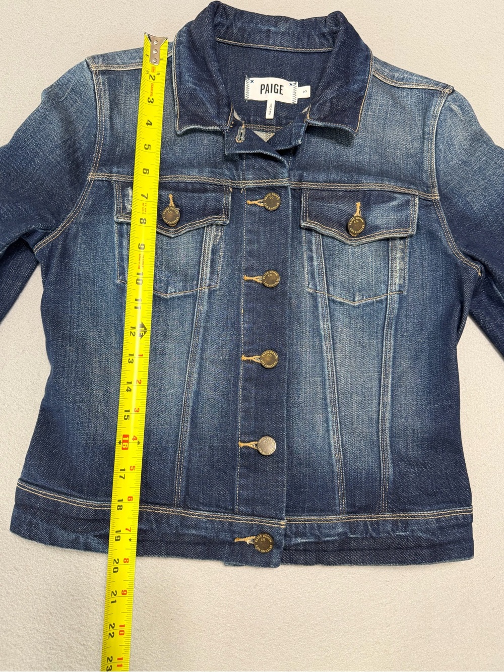 Paige Denim Jacket Small Women’s Blue Slim Fit Short Buttons - Picture 9 of 11